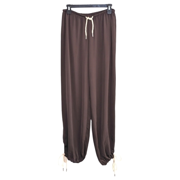 Rumored Sultry Cinch Harem Pants Drawstring Waist And Ankles Pinecone Brown S - Picture 2 of 13
